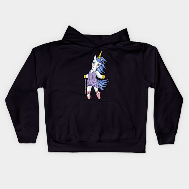 Blue + Purple Dancer Unicorn - Original Illustration Kids Hoodie by mellierosetest